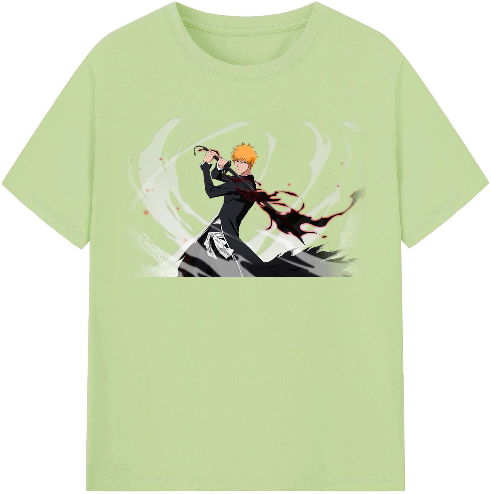 （画像用） ブリーチ 黒崎一護（くろさき いちご）BLEACH Kurosaki Ichigo 綿100％半袖Tシャツ（フロントプリント）